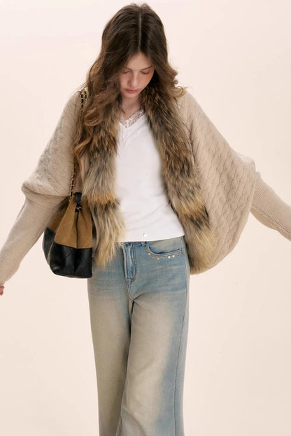 Romantic French Fur Collar Cardigan