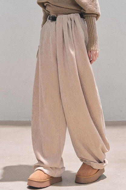Fleece-Lined Wide-Leg Pants