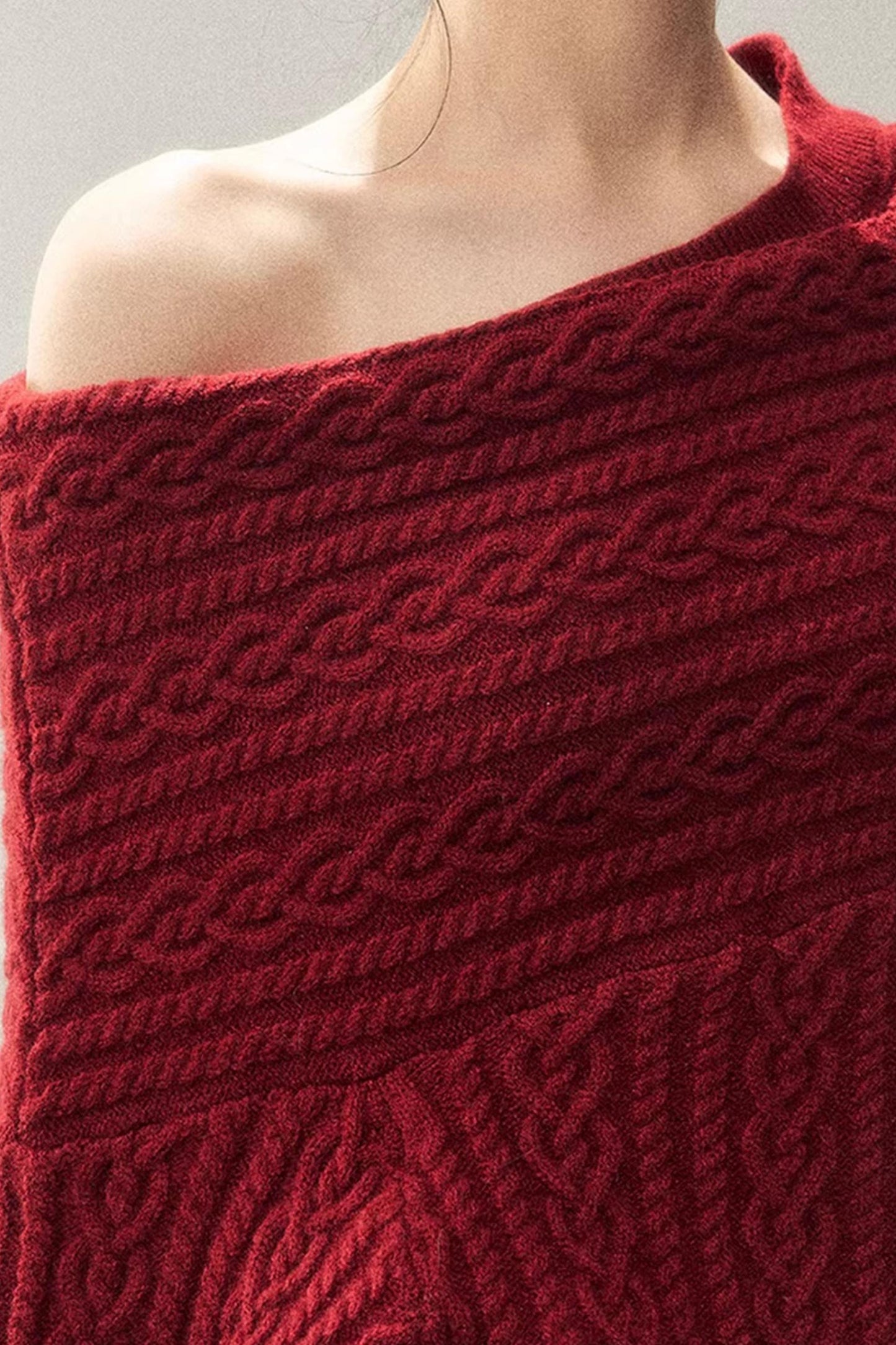 American Off-Shoulder Cable Sweater