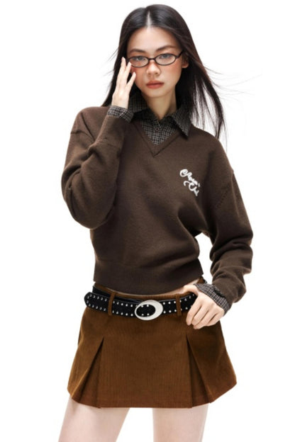 Plaid Patchwork Knit Sweater