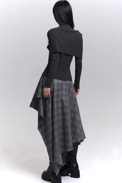 Stunning Gray Plaid Skirt