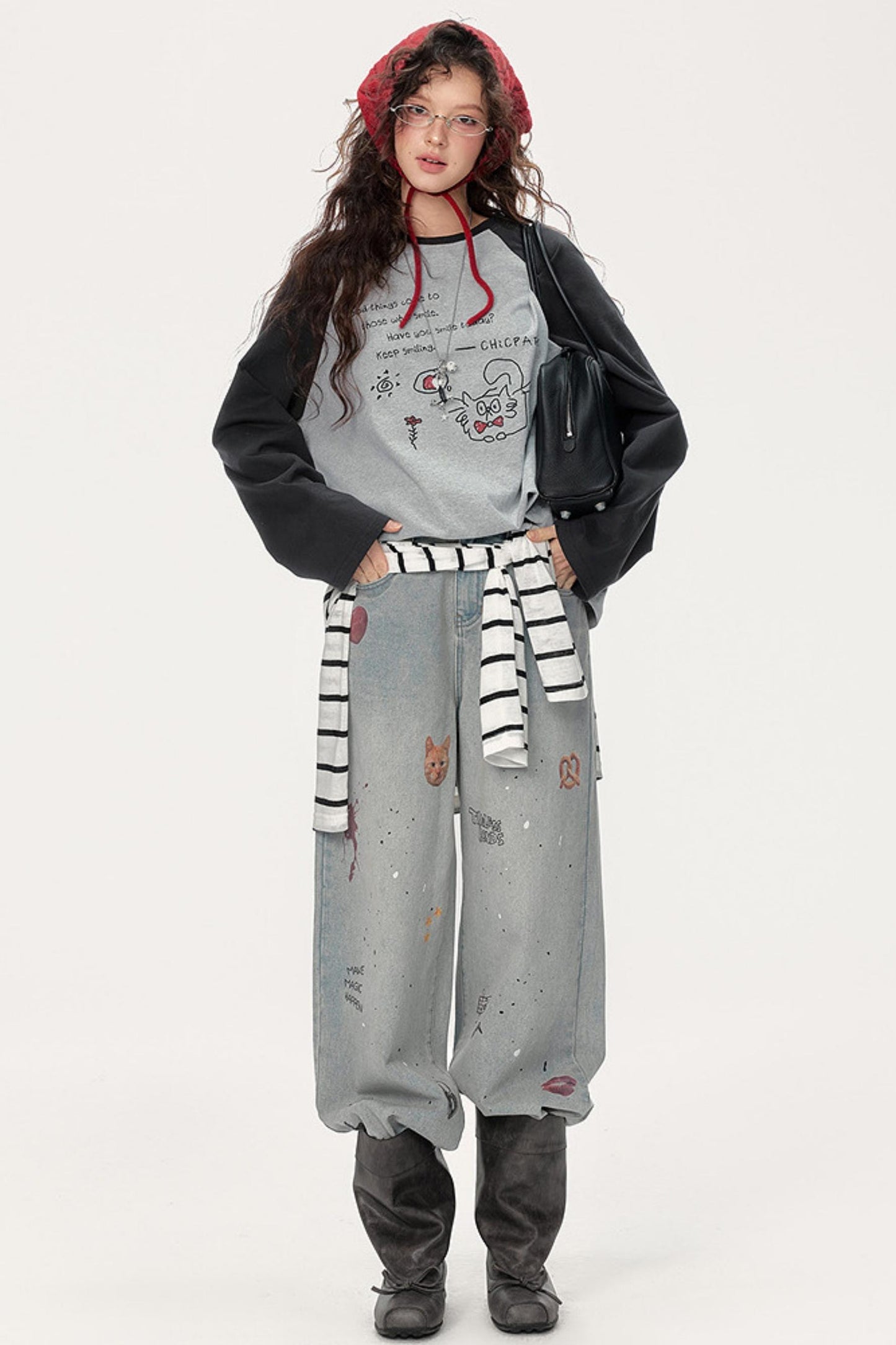 Color-Block Graffiti Top