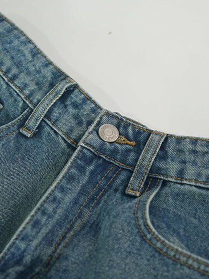 8.15 auf die neue Mitgliedschaft 85% Rabatt lockere High-Waisted-Jeans, Frauen Herbst modischen dekonstruierten Sinn für geschwungene weites Bein Freizeithose