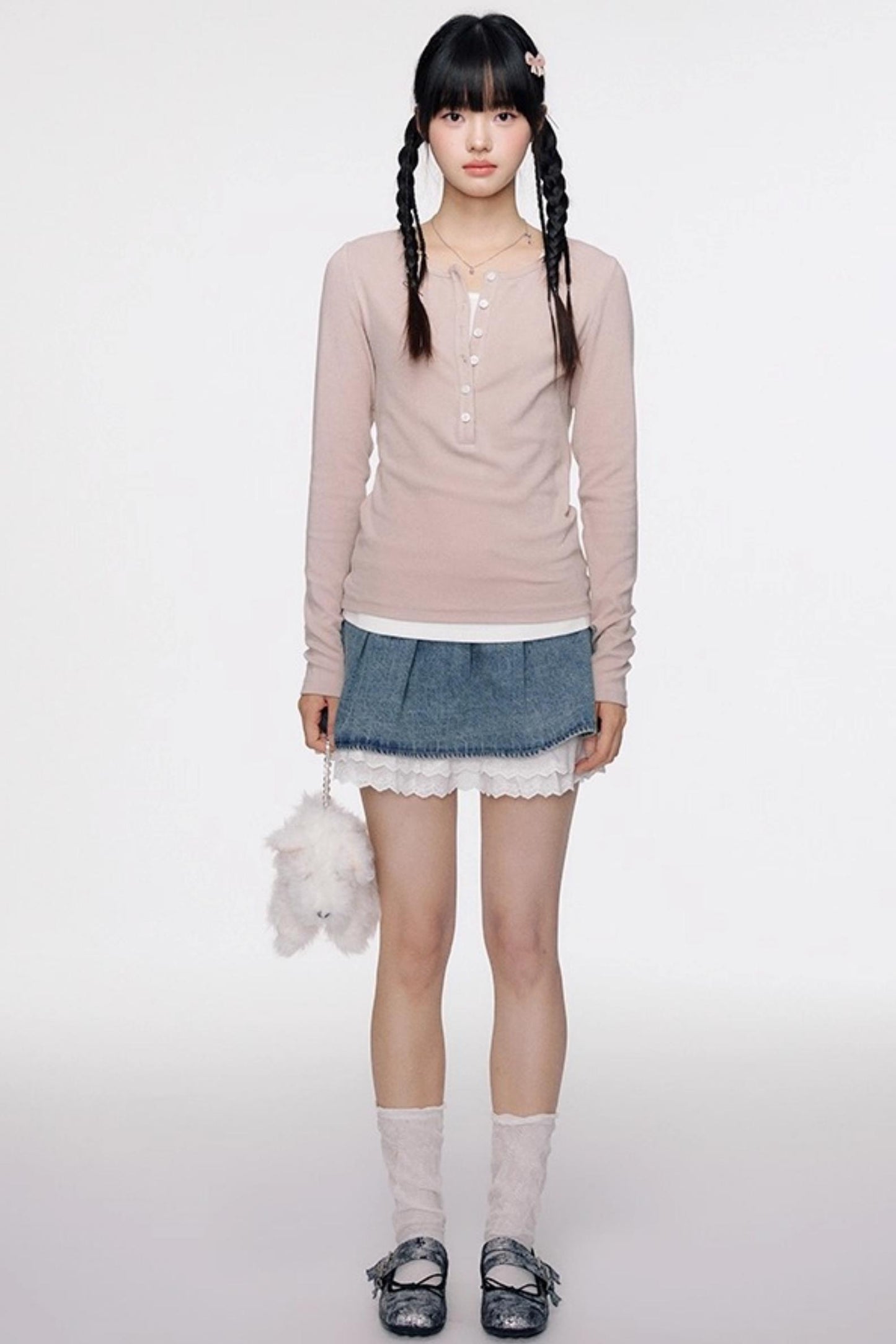 Open Front Long-Sleeved T-shirt & Vest Set-Up