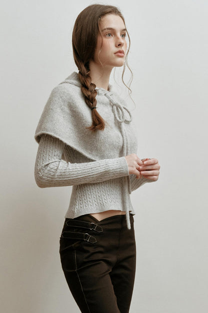 Pearl Gray Knit Cape Hat