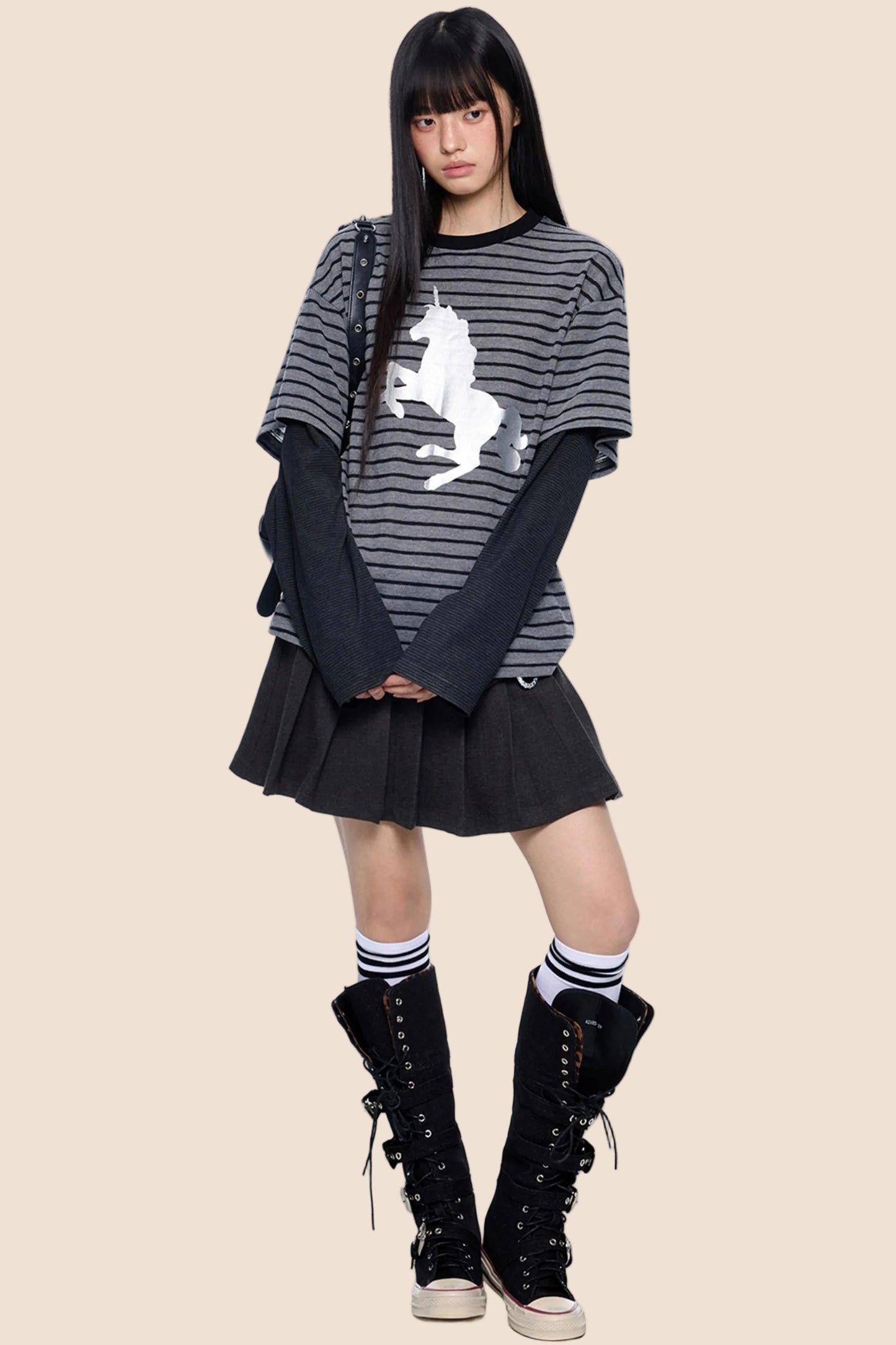 Silver-Embossed Striped Sweater