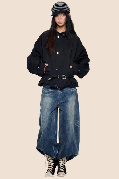 Leather Patchwork Embroidered Jacket