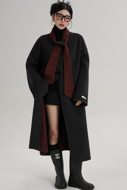Reversible Contrast Wool Coat