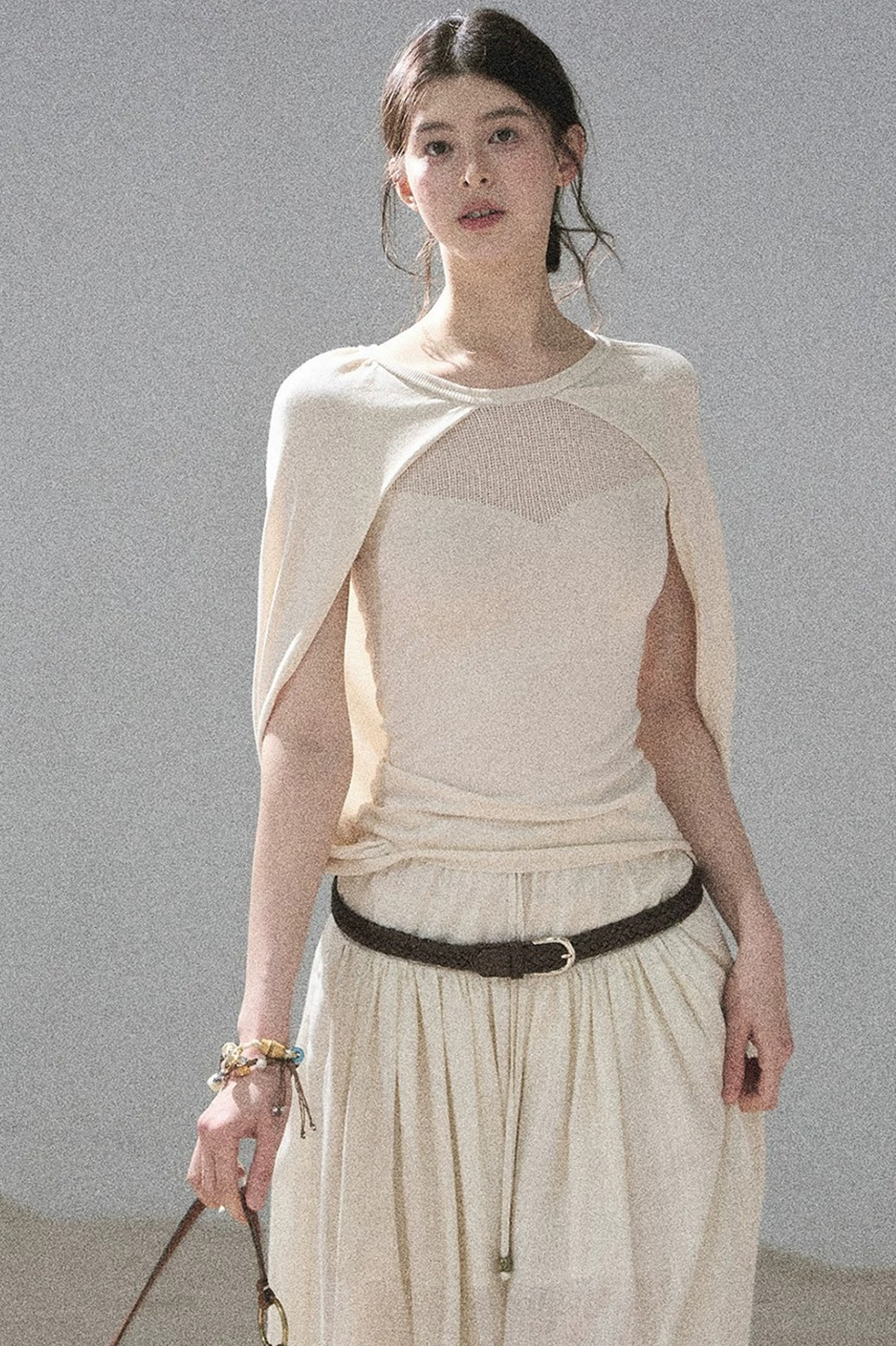 Hollow-Out Shawl Top