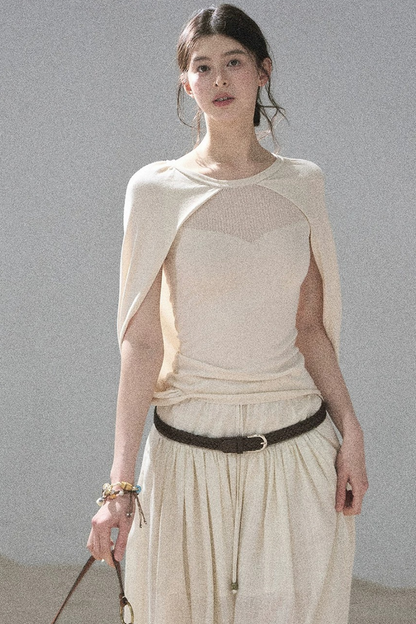 Hollow-Out Shawl Top