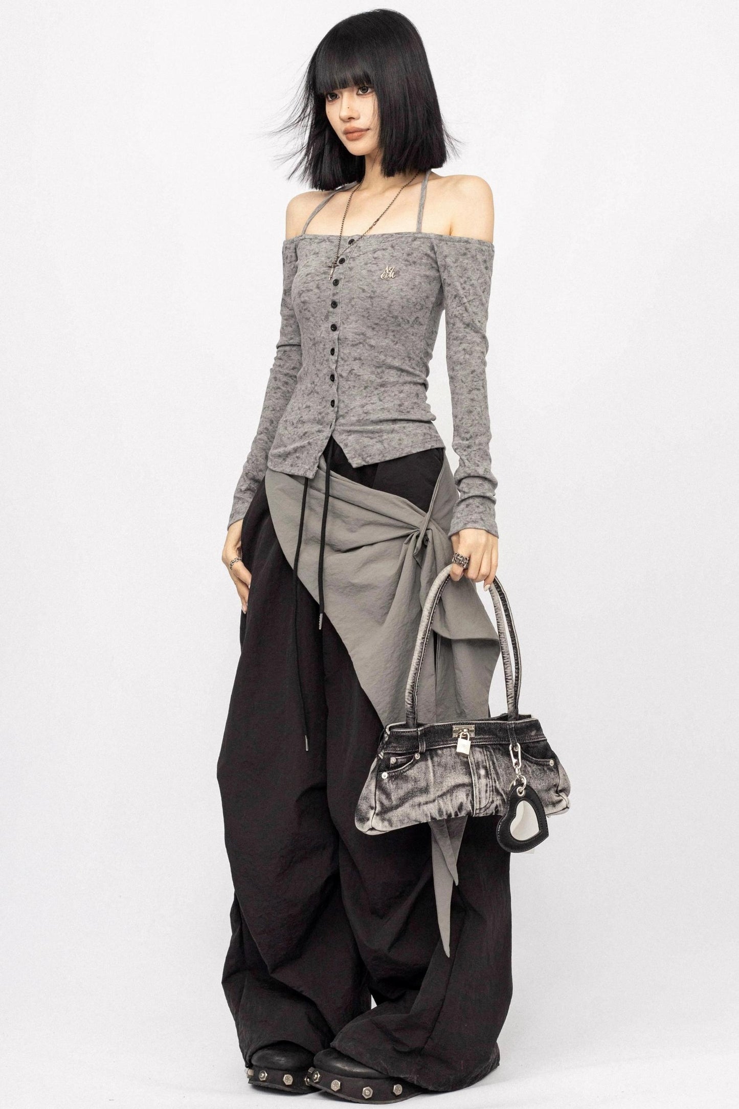 American Spice Girl One-Shoulder Long Sleeve Top