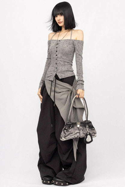 American Spice Girl One-Shoulder Long Sleeve Top