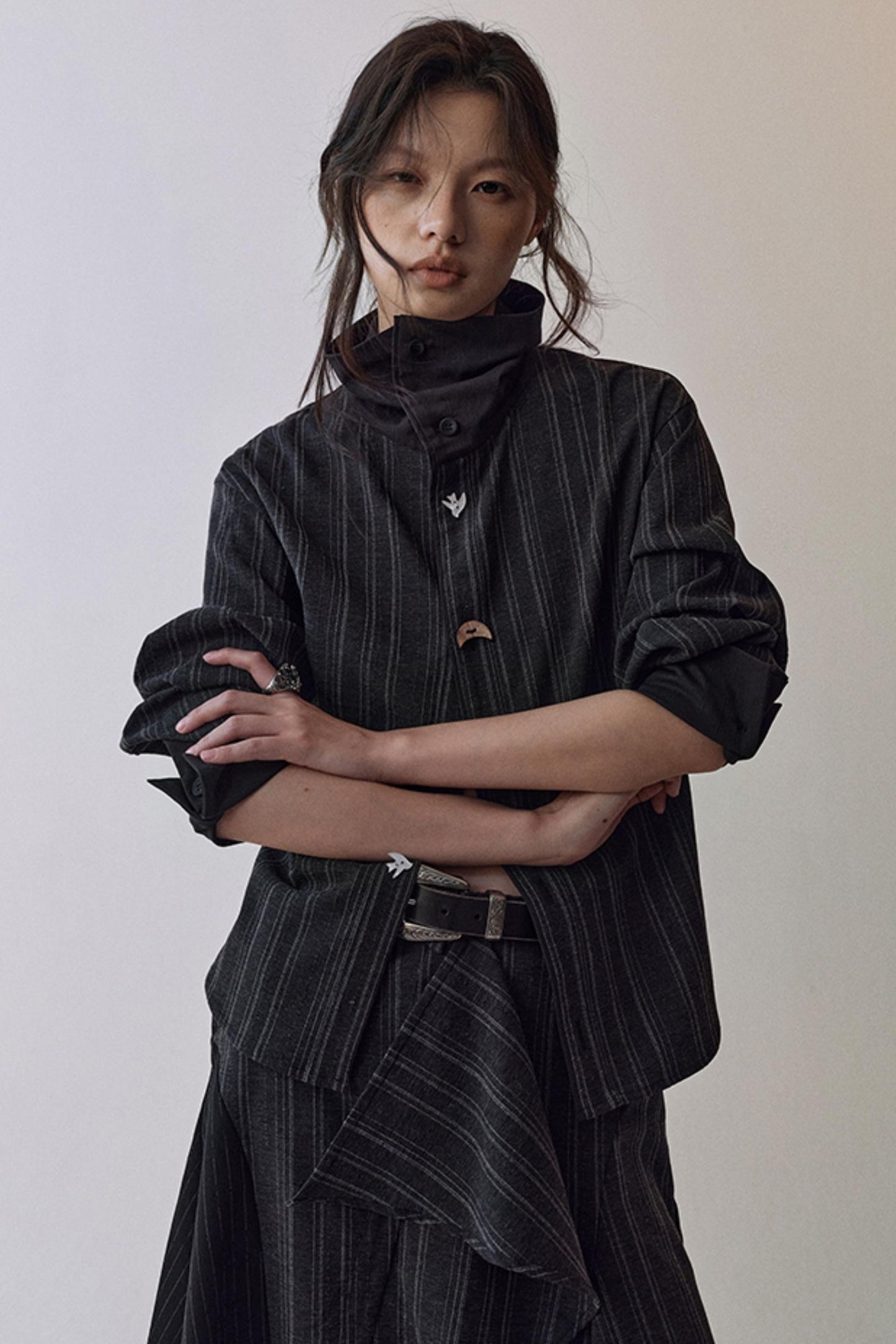 Striped Color-Blocking Shirt Set-Up