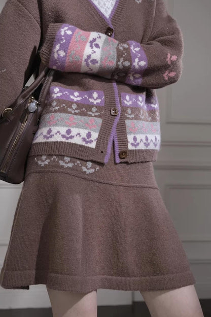 Winter Tulip Wool Cardigan Set