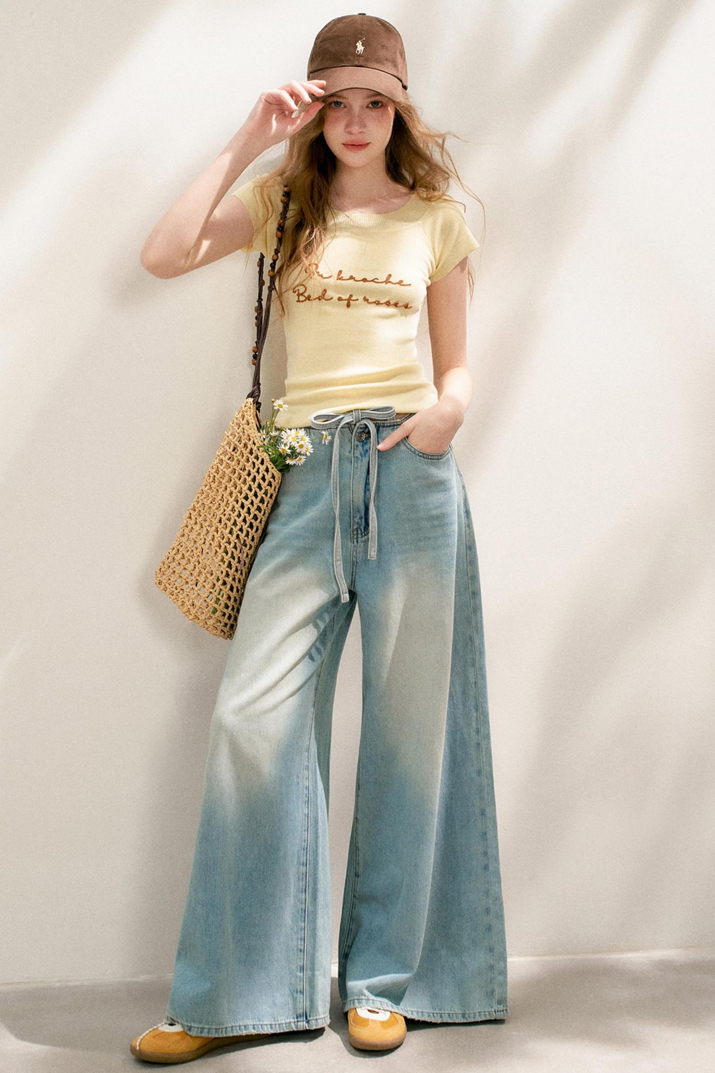 French Blue Wide-Leg Jeans