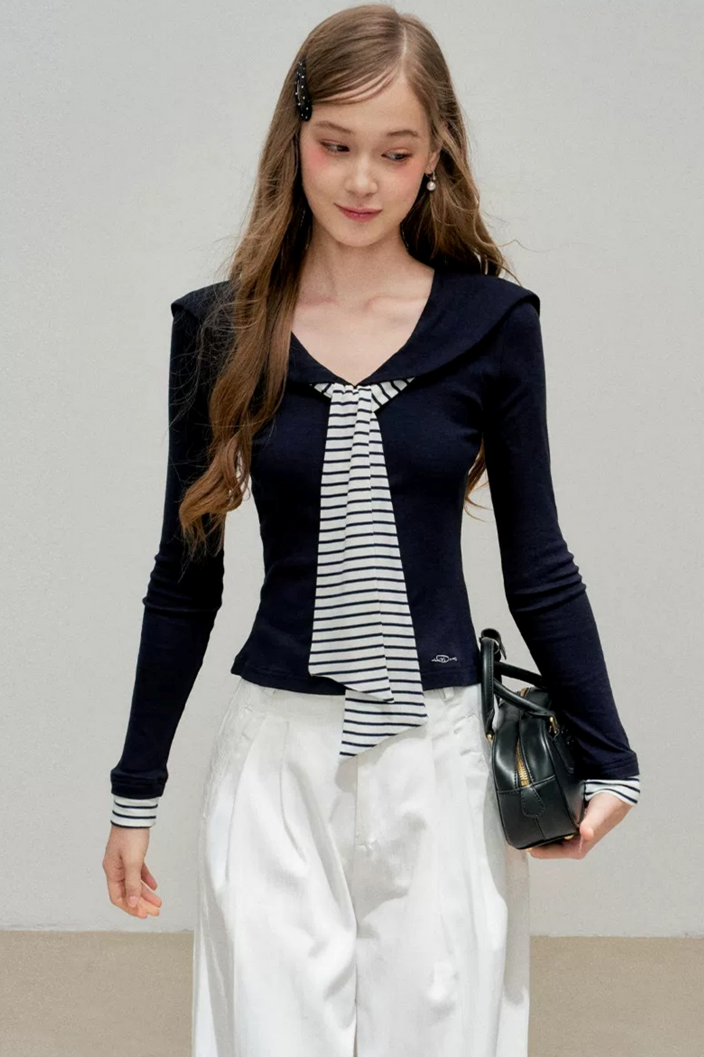Navy Splice Collar T-Shirt