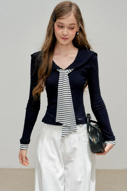 Navy Splice Collar T-Shirt