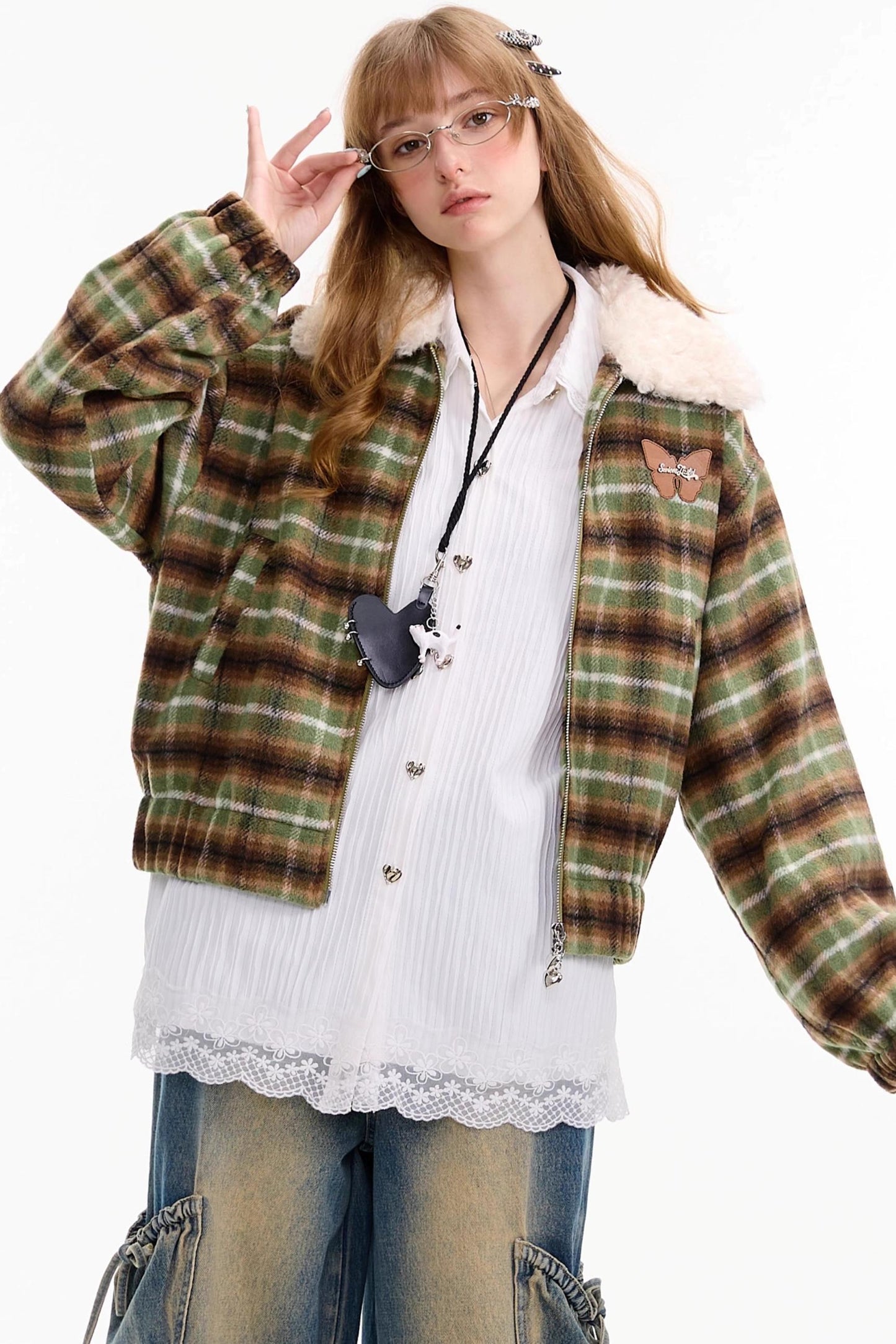 Winter Retro Green Plaid Jacket