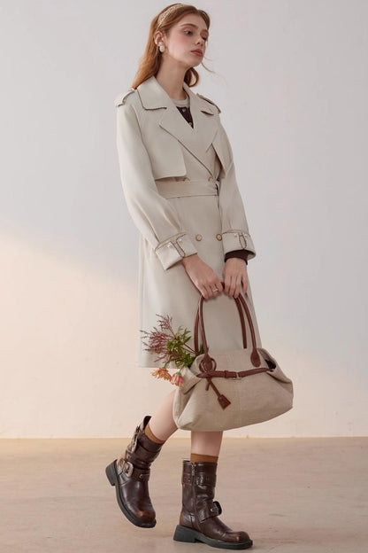 Beige Collar Trench Coat