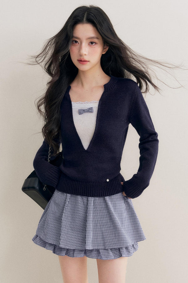 Elegance Bow Accent Skirt Set-Up