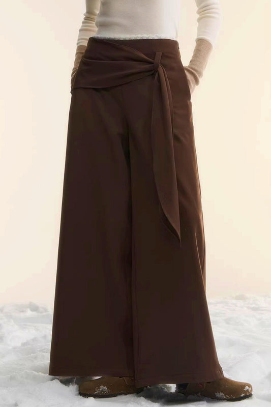 Retro Wide-Leg Tie-Up Pants
