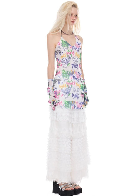 Graffiti Pen Halter Necklace Dress