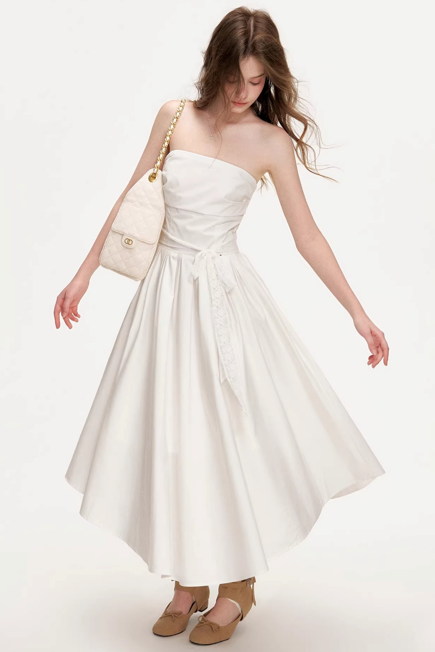 Delicate Lace Strapless Dress