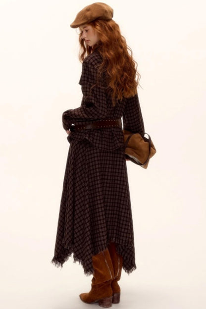 Retro Beaded Plaid Shirt Set-Up