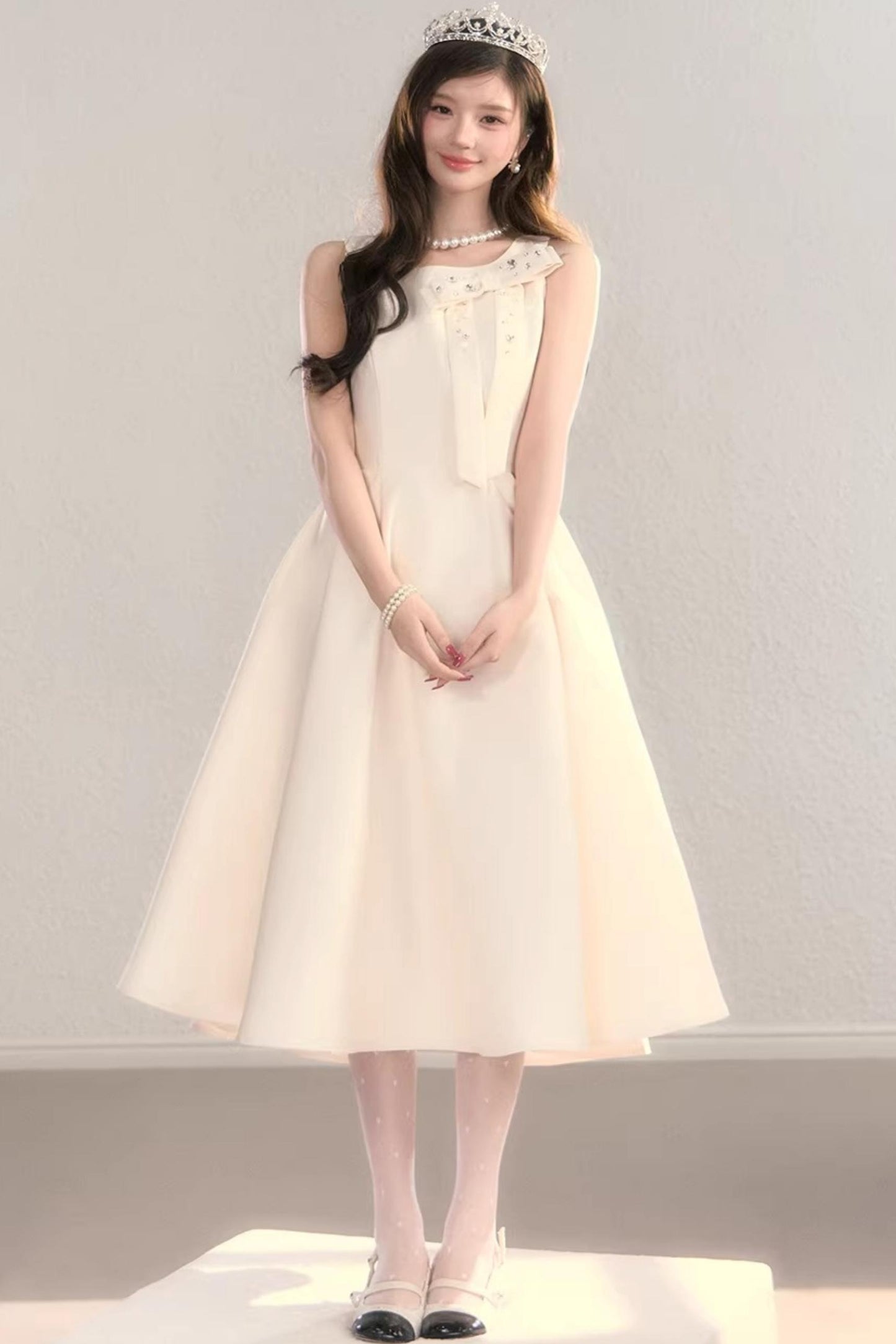 French Satin Bow Dress