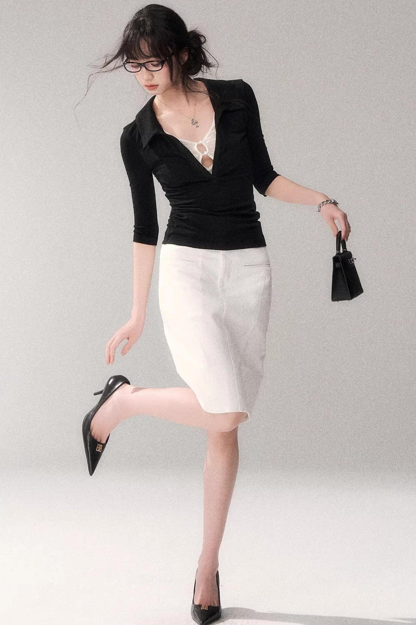 Cotton Washed Midi Skirt