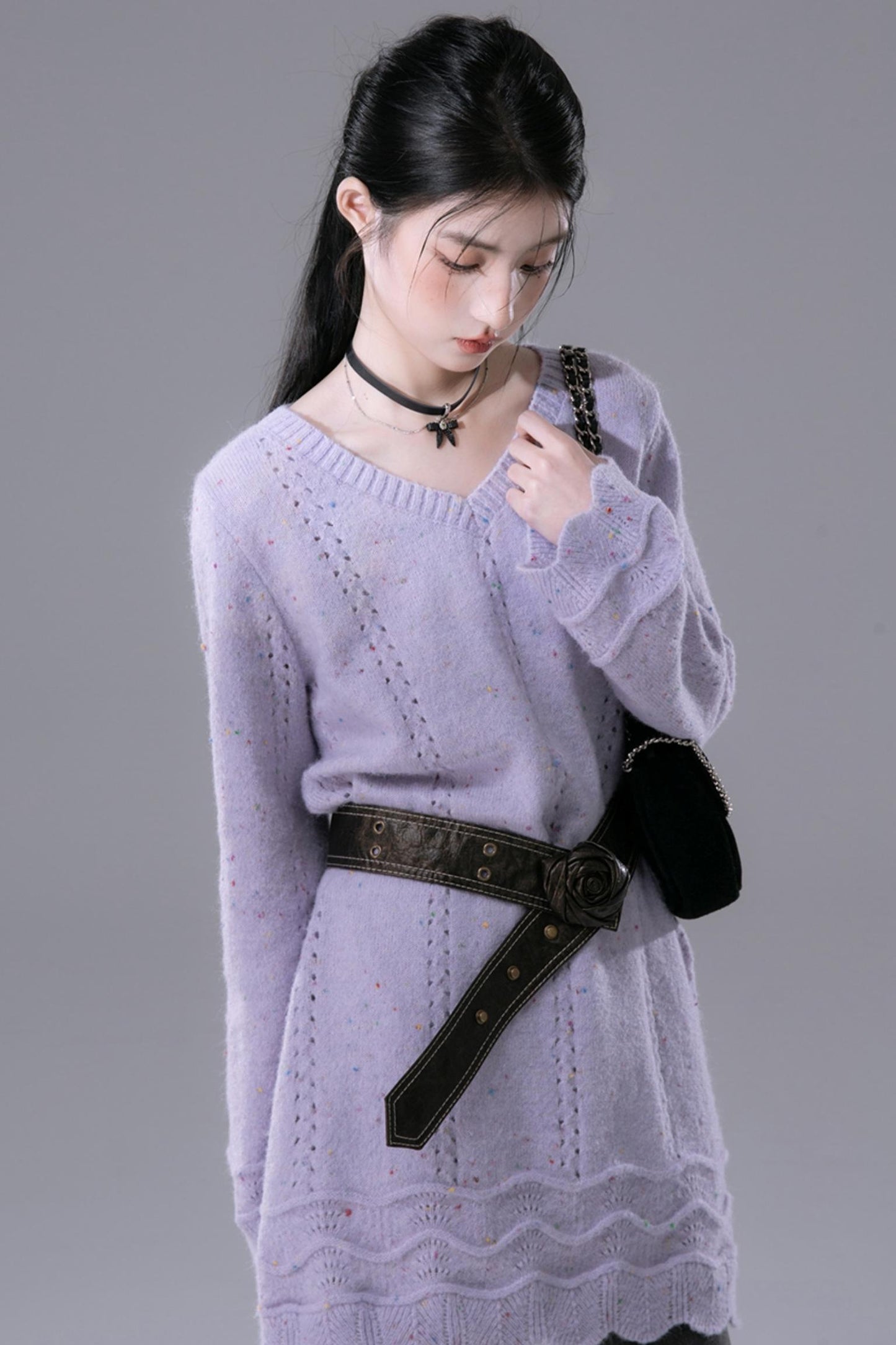 Lilac Woolen Dress and Knitted Sundress