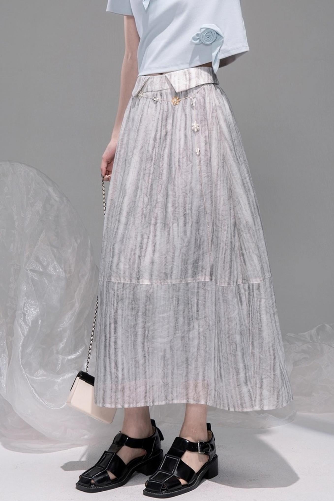 Smudge Art Sheer Print Skirt