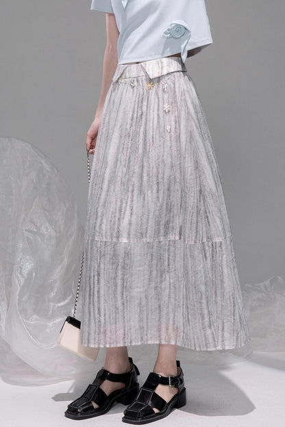 Smudge Art Sheer Print Skirt