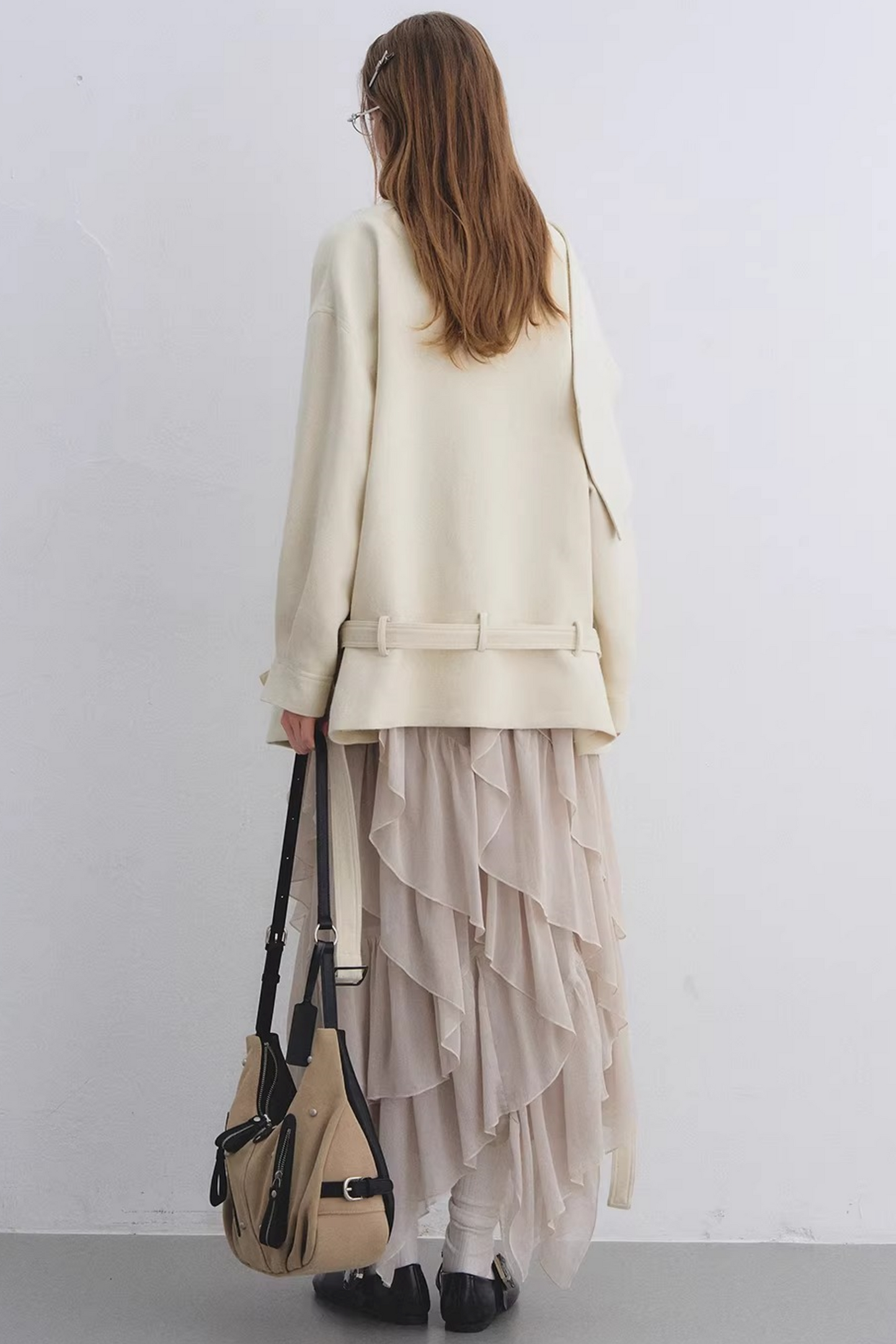 Wool Blend Shawl Collar Coat