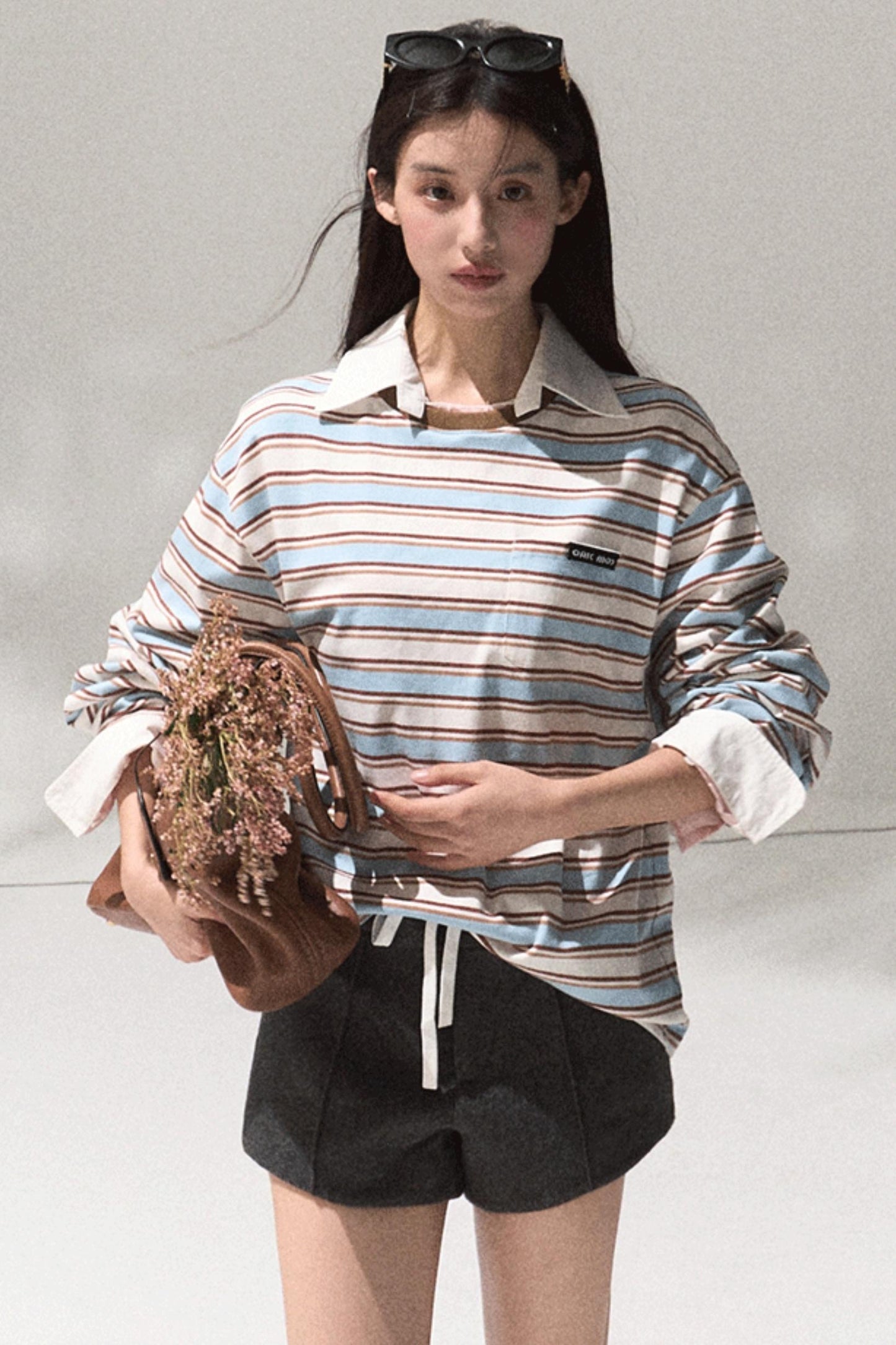 Contrasting Striped Cotton Top