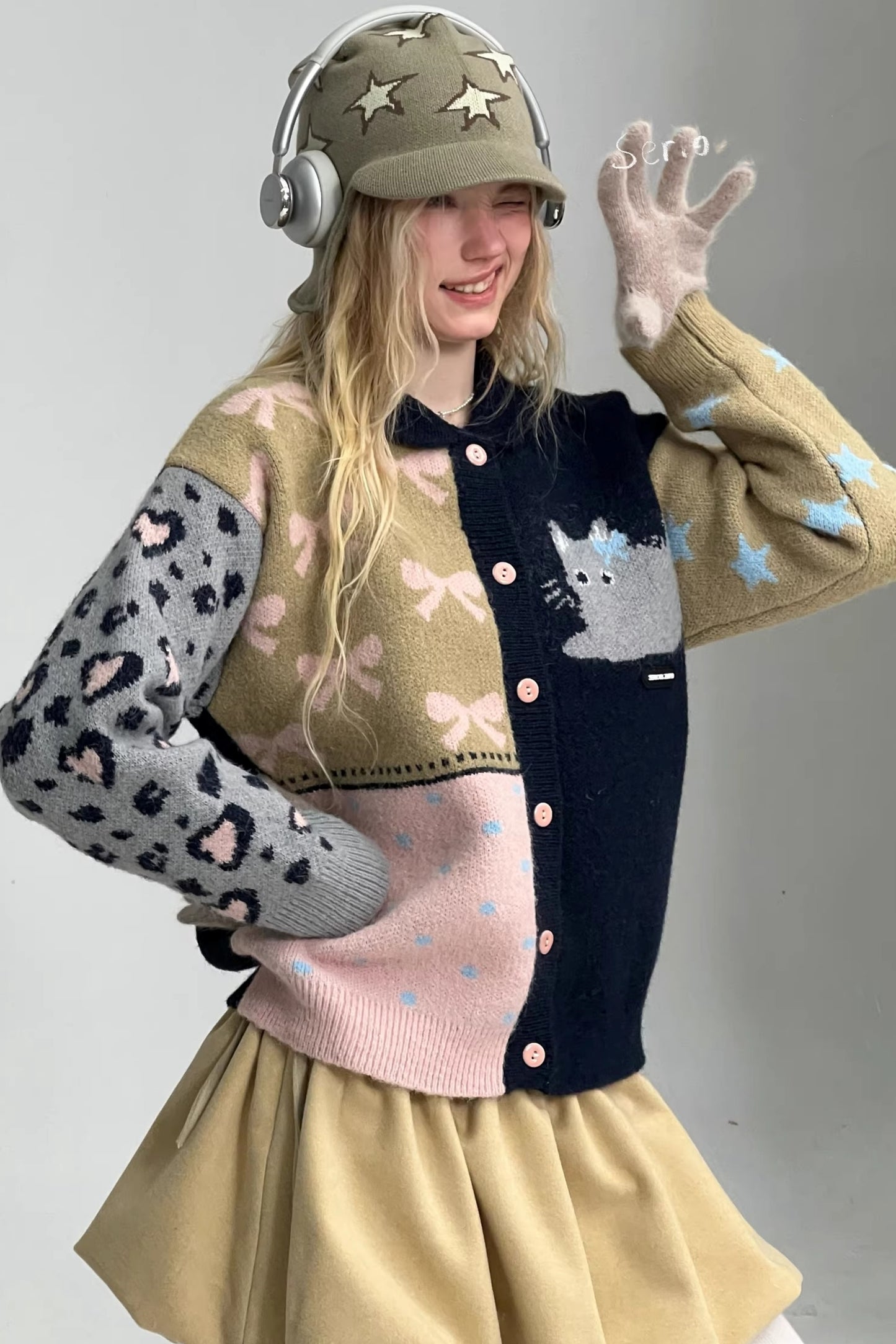 Retro Color-Blocking Cardigan Jacket