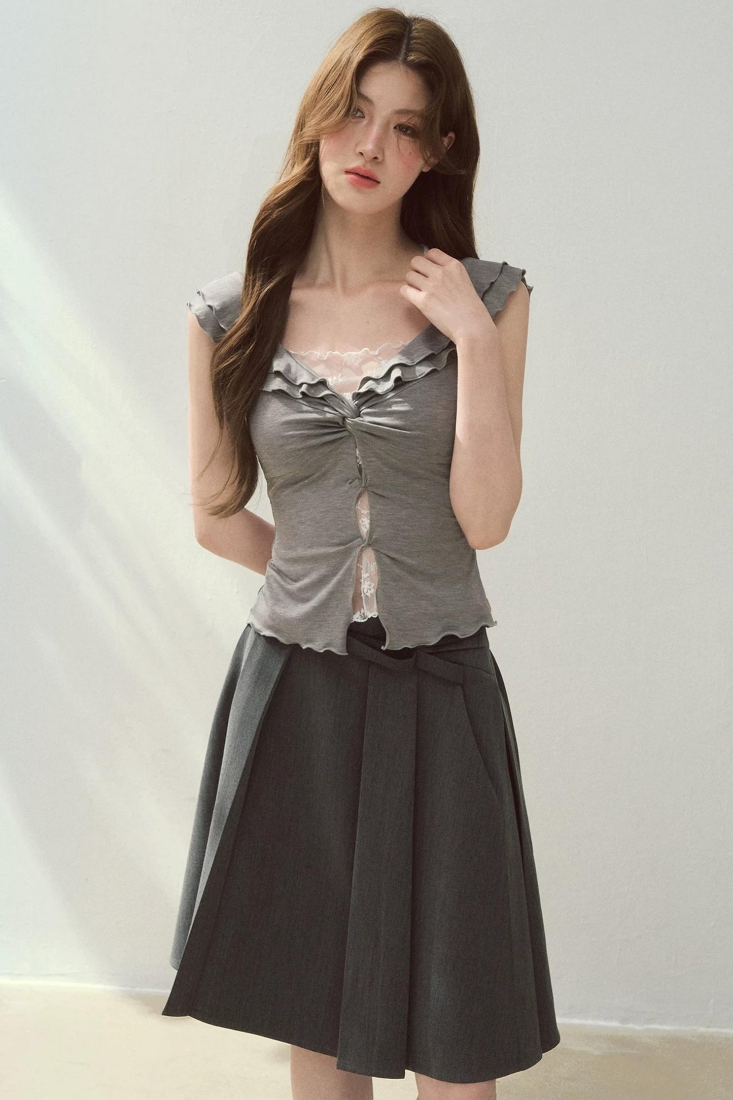 Two-Tone Ruffled Blouse