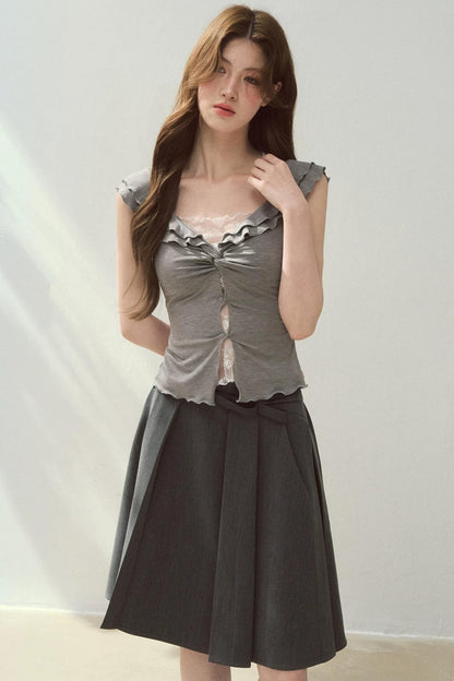 Two-Tone Ruffled Blouse