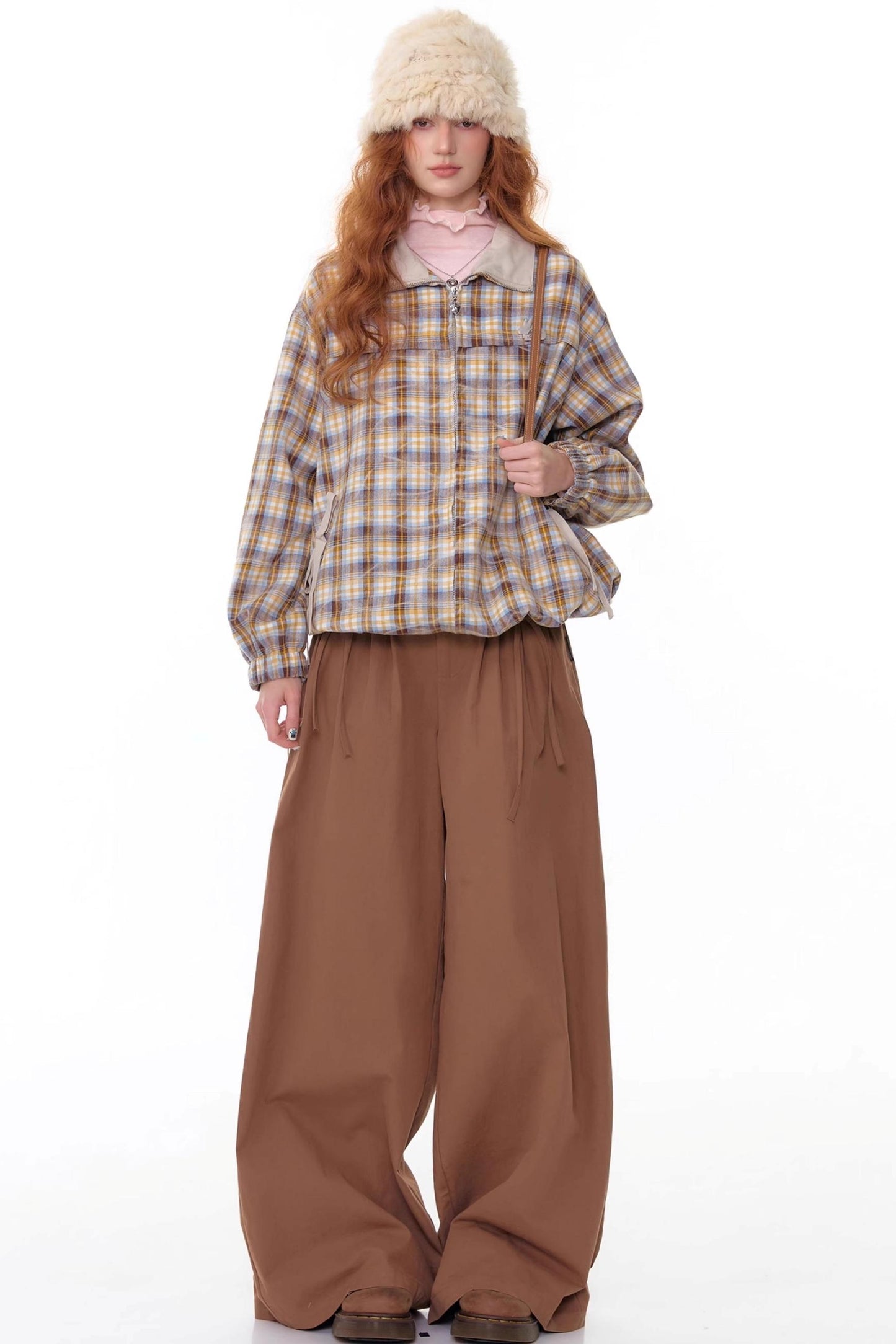 Autumn High-Waisted Slimming Brown Trousers