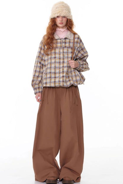 Autumn High-Waisted Slimming Brown Trousers