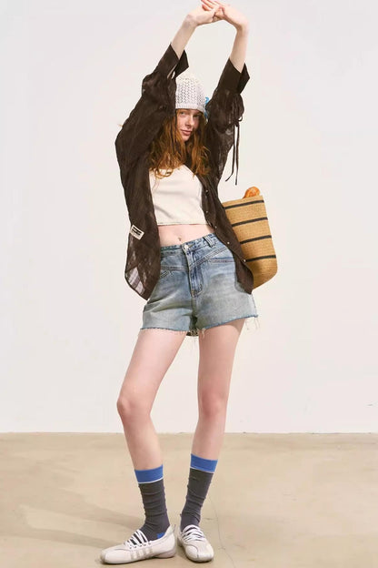 Plaid Mesh Summer Shirt Jacket