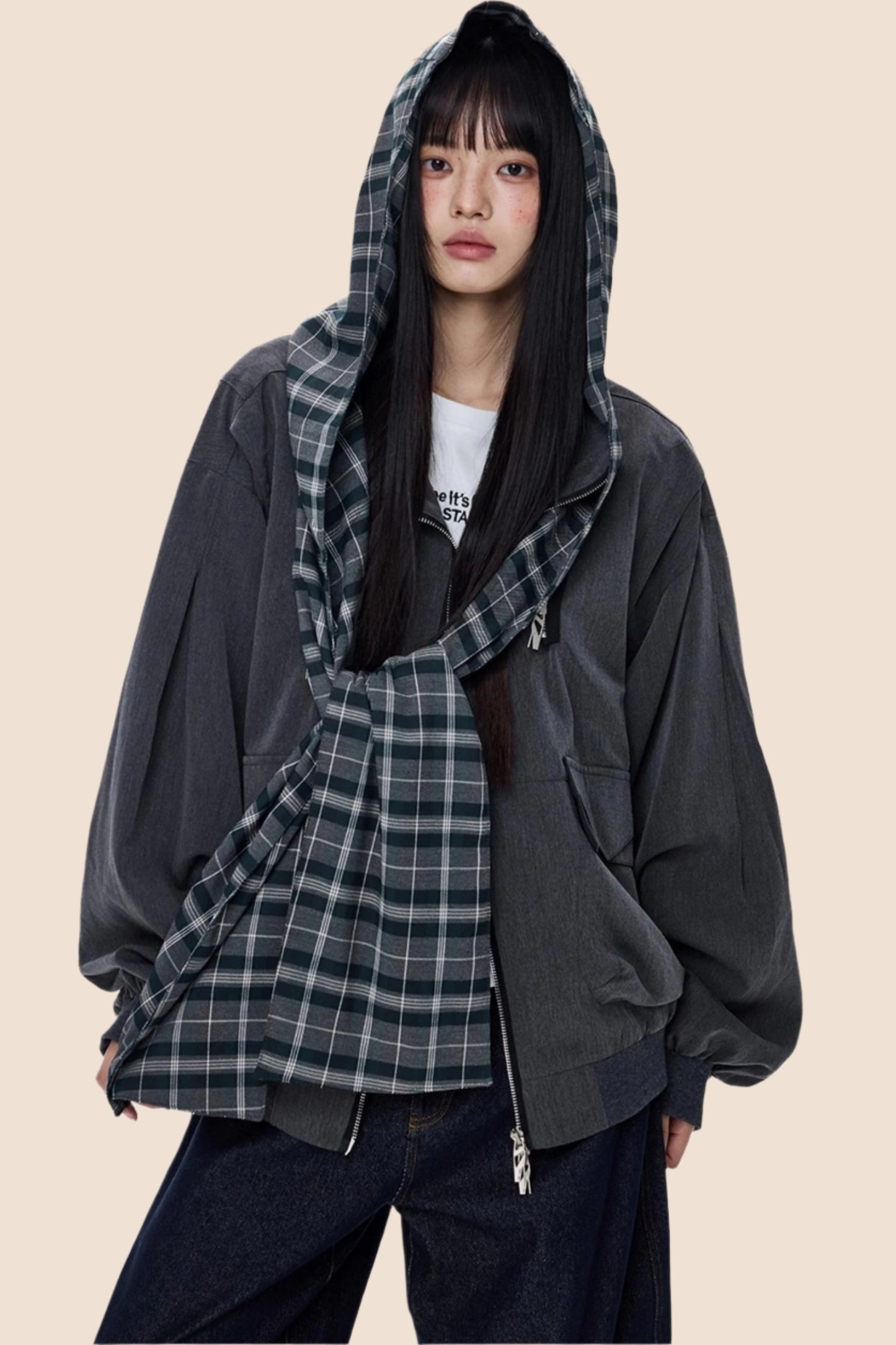 Loose Plaid Pocket Jacket
