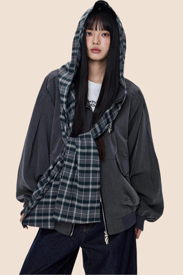 Loose Plaid Pocket Jacket