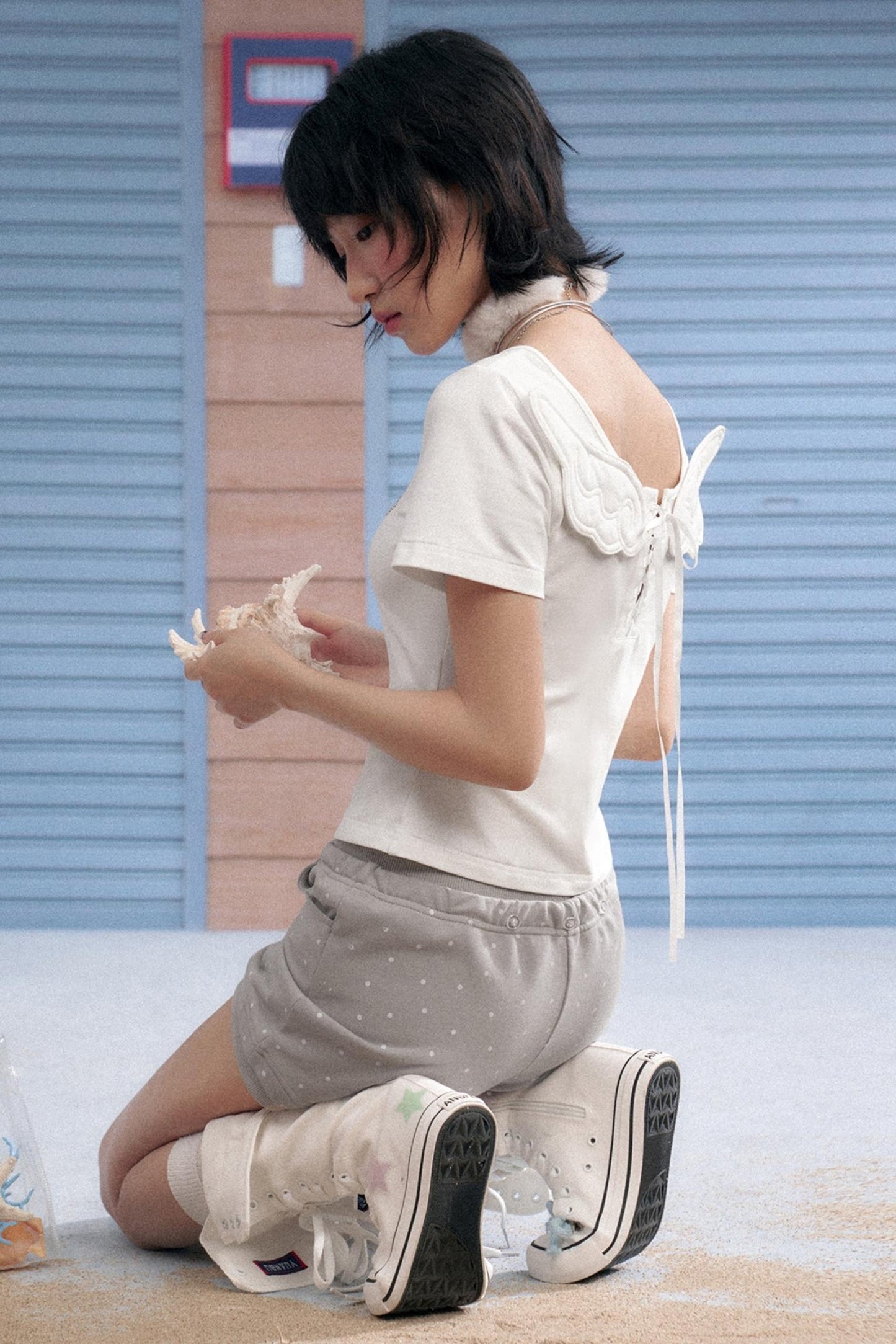 Detachable Polka Dot Peplum Shorts