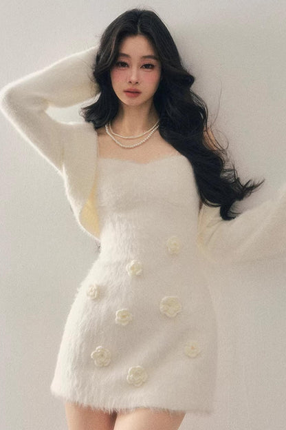 Three-Dimensional Floral Winter Dress