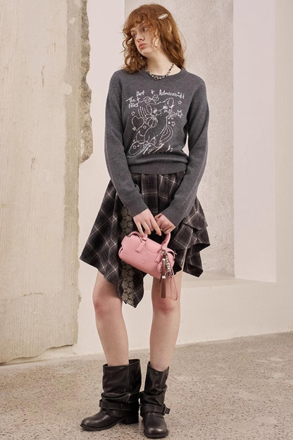 Rose Kitten Crew Neck Knitted Sweater