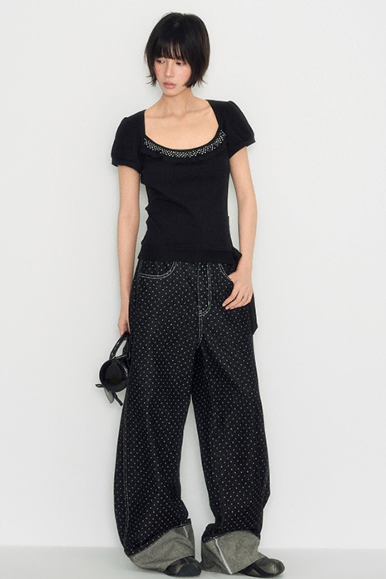 Nap Sweet Lace Tie Slim Top