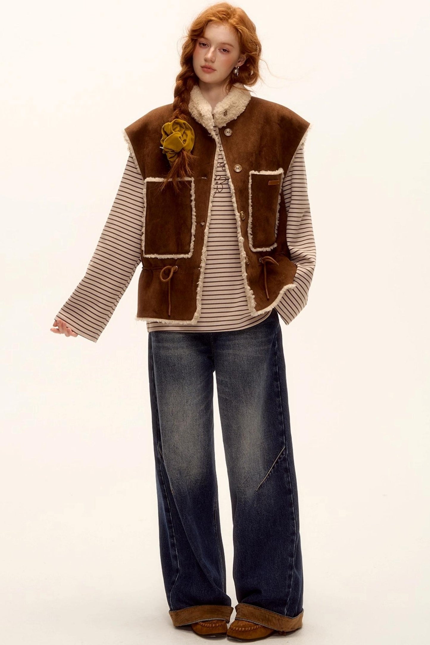 Reversible Fur Suede Vest Jacket