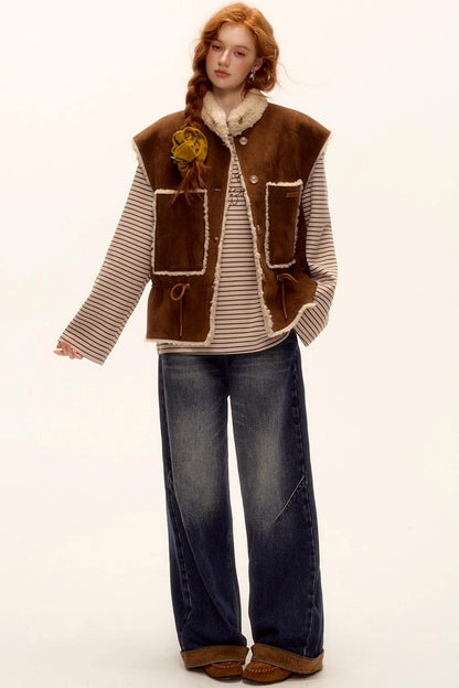 Reversible Fur Suede Vest Jacket