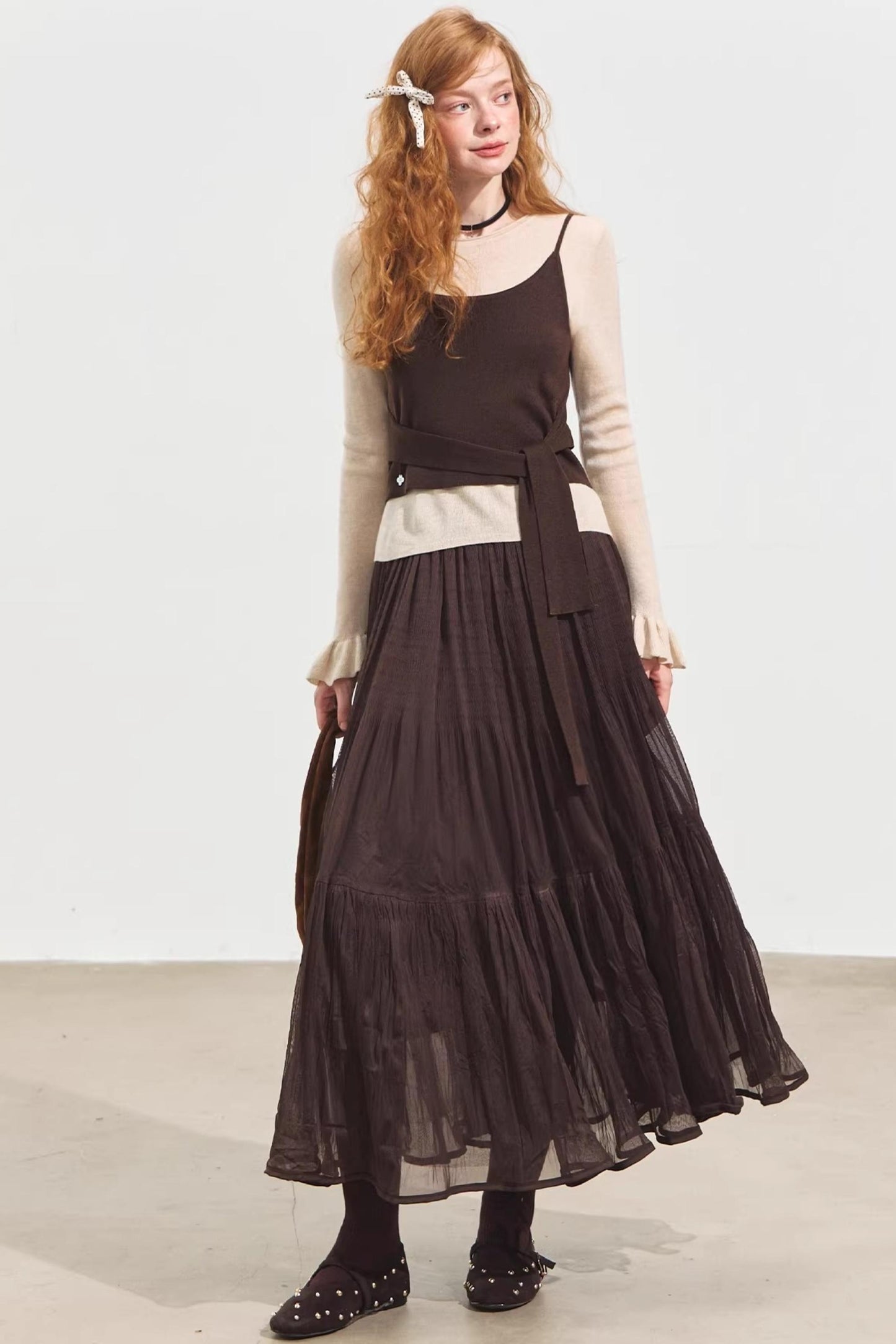 Plaid Collar Sweater Set-Up